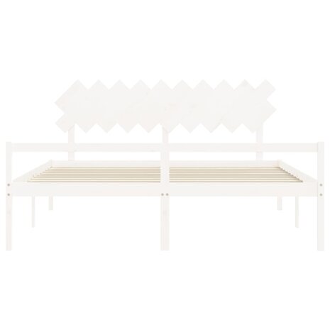 Seniorenbed met hoofdbord massief hout wit 200x200 cm 6