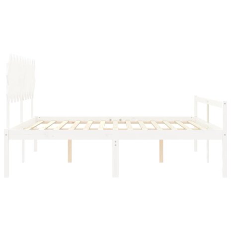 Seniorenbed met hoofdbord massief hout wit 200x200 cm 7