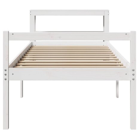 Seniorenbed met hoofdbord massief grenenhout wit 90x200 cm 4