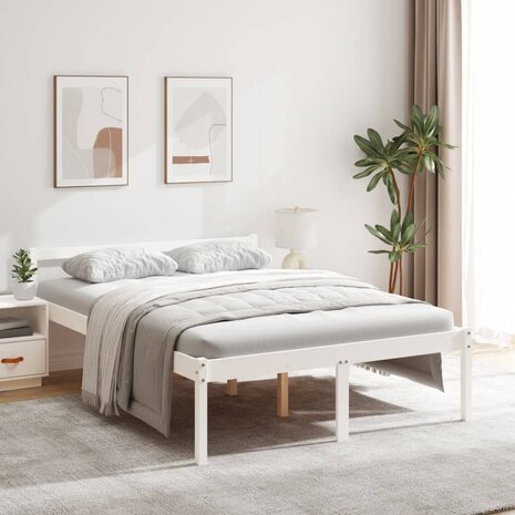 Seniorenbed massief grenenhout wit 140x190 cm 1