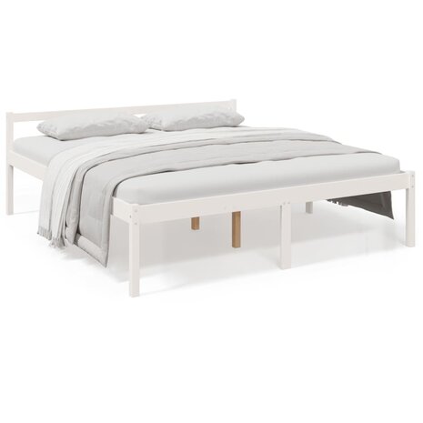 Seniorenbed massief grenenhout wit 200x200 cm 2