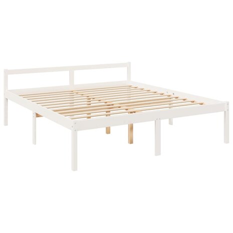 Seniorenbed massief grenenhout wit 200x200 cm 3