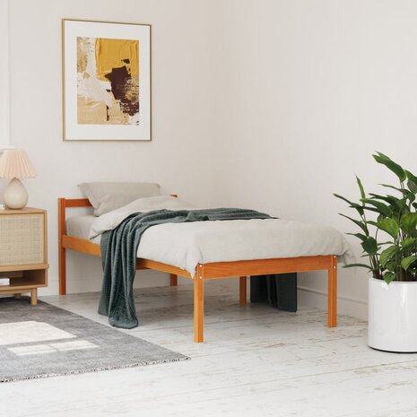 Seniorenbed massief grenenhout wasbruin 90x200 cm 1