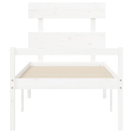Seniorenbed met hoofdbord massief hout wit 6