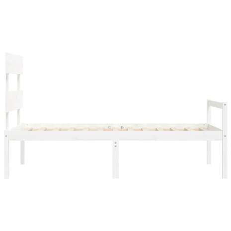 Seniorenbed met hoofdbord massief hout wit 7