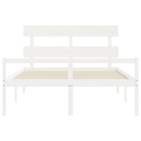 Seniorenbed met hoofdbord massief hout wit 160x200 cm 6