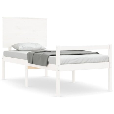 Seniorenbed met hoofdbord massief hout wit 2