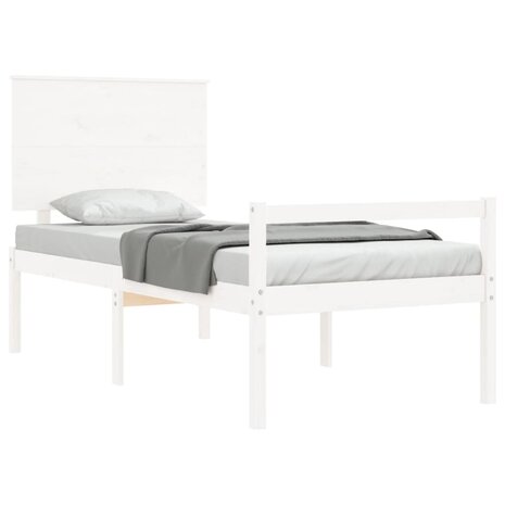 Seniorenbed met hoofdbord massief hout wit 4