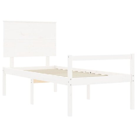 Seniorenbed met hoofdbord massief hout wit 5