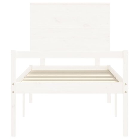 Seniorenbed met hoofdbord massief hout wit 6