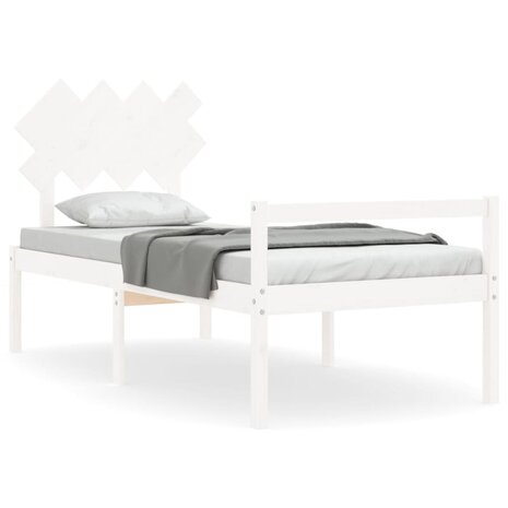 Seniorenbed met hoofdbord massief hout wit 2