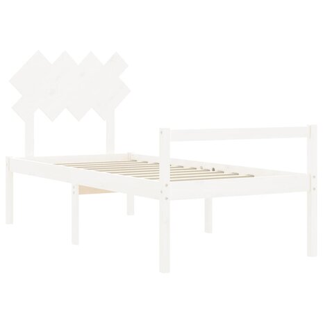 Seniorenbed met hoofdbord massief hout wit 5