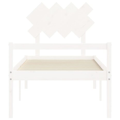 Seniorenbed met hoofdbord massief hout wit 6
