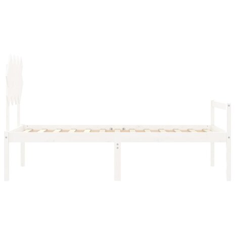 Seniorenbed met hoofdbord massief hout wit 7