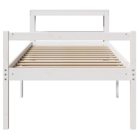 Seniorenbed met hoofdbord massief grenenhout wit 75x190 cm 4