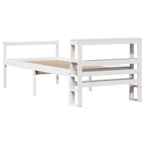 Seniorenbed met hoofdbord massief grenenhout wit 75x190 cm 6