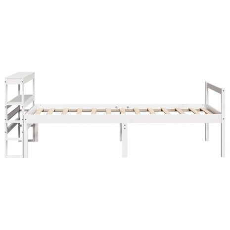 Seniorenbed met hoofdbord massief grenenhout wit 90x190 cm 5
