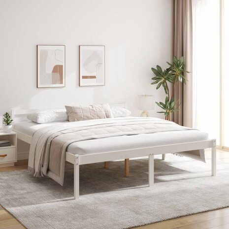 Seniorenbed massief grenenhout wit 180x200 cm 1