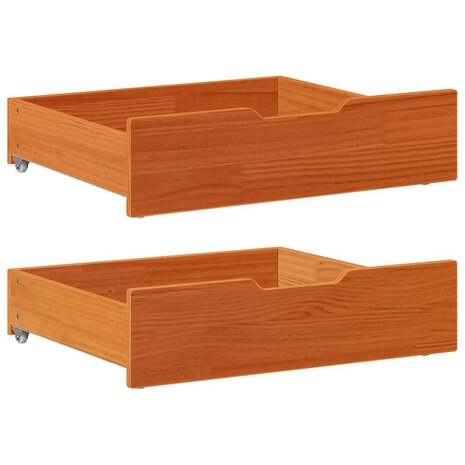 Bedlades 2 st 65x55x17 massief grenenhout wasbruin 1