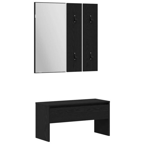 Halmeubelset Wandgemonteerd met spiegel 5 pcs Bewerkt hout 5
