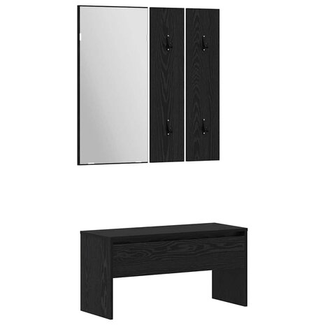 Halmeubelset Wandgemonteerd met spiegel 6 pcs Bewerkt hout 6