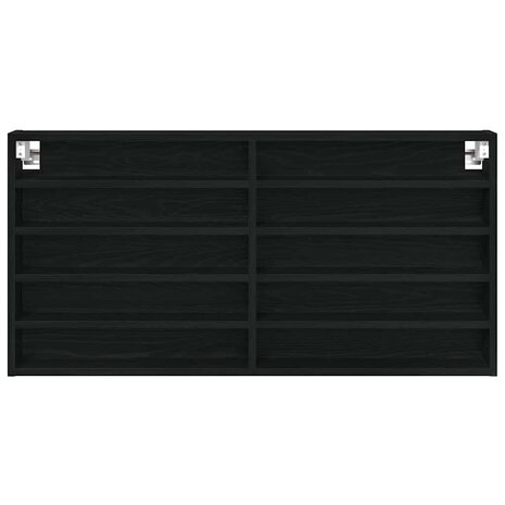 Vitrinekast Zwart Eiken 100 x 8,5 x 50 cm Bewerkt hout 5