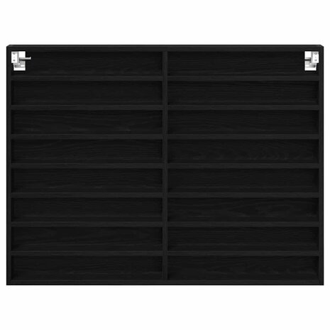 Vitrinekast Zwart Eiken 100 x 8,5 x 75 cm Bewerkt hout 6