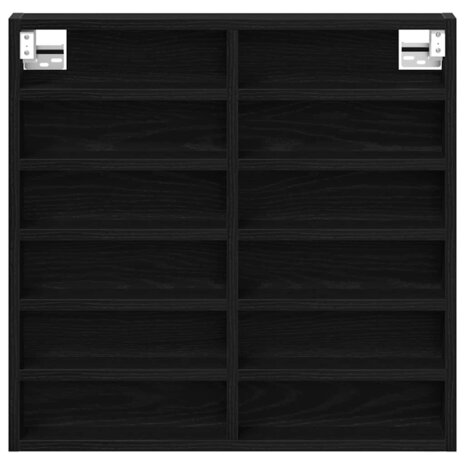 Vitrinekast met plank Zwart Eiken 60 x 8,5 x 58 cm Bewerkt hout 6