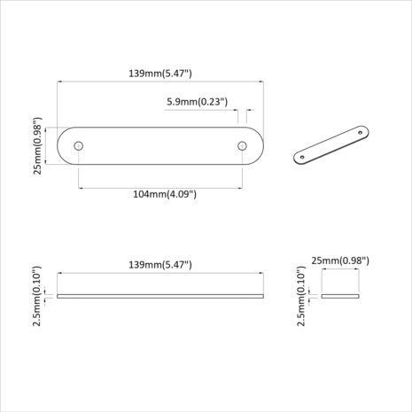 Kast Handvatten 2 pcs Bruin 96 mm PU 7