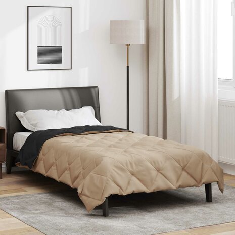 Vol jaar dekbed Zwart en Taupe 200 x 135 cm Microfiber 4