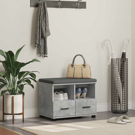 Halbank met kussen met lade Beton Grijs 60 x 38 x 46 cm 1