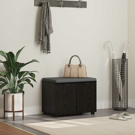 Halbank met kussen met opslag Zwart Eiken 60 x 38 x 46 cm 1