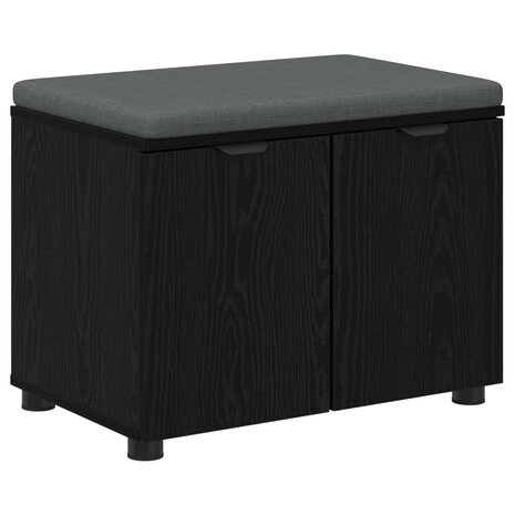 Halbank met kussen met opslag Zwart Eiken 60 x 38 x 46 cm 2
