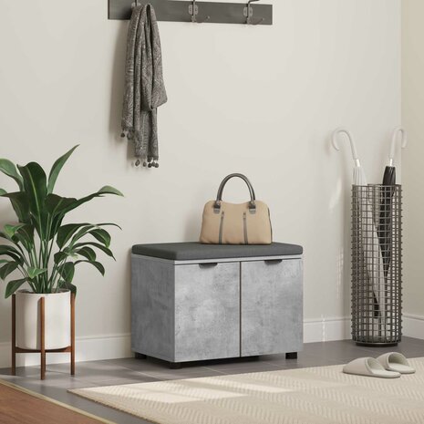 Halbank met kussen met opslag Beton Grijs 60 x 38 x 46 cm 1