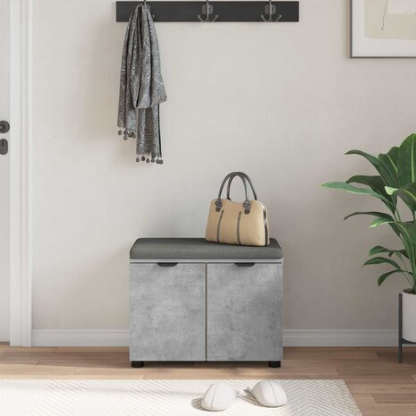 Halbank met kussen met opslag Beton Grijs 60 x 38 x 46 cm 4