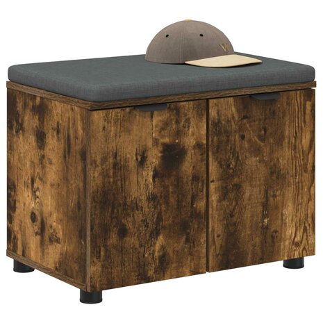 Halbank met kussen met opslag Gerookt eiken 60 x 38 x 46 cm 3