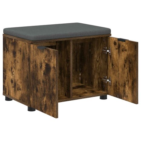 Halbank met kussen met opslag Gerookt eiken 60 x 38 x 46 cm 5