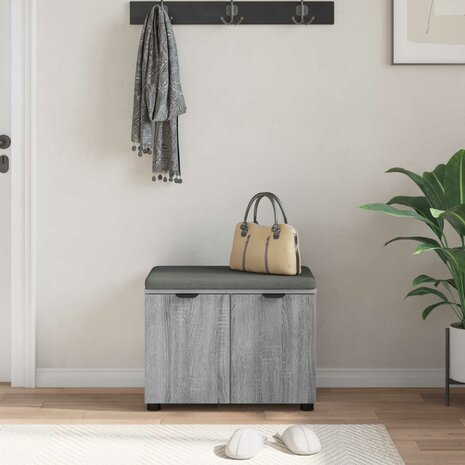 Halbank met kussen met opslag Grijs Sonoma 60 x 38 x 46 cm 4