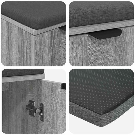 Halbank met kussen met opslag Grijs Sonoma 60 x 38 x 46 cm 9