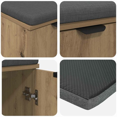 Halbank met kussen met opslag Artisan Eiken 60 x 38 x 46 cm 9