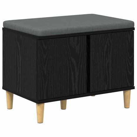 Halbank met kussen met opslag Zwart Eiken 60 x 38 x 46 cm 2