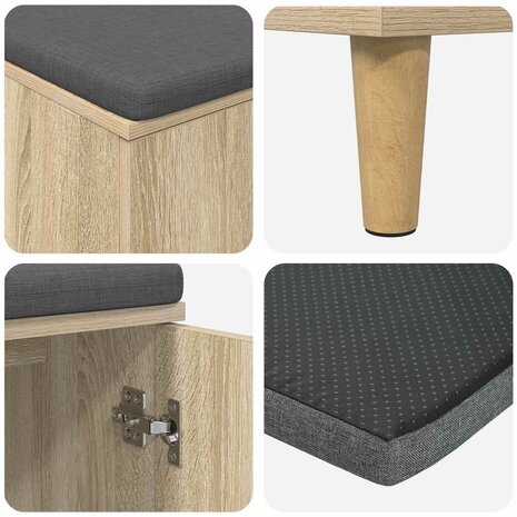Halbank met kussen met opslag Sonoma Eiken 60 x 38 x 46 cm 9