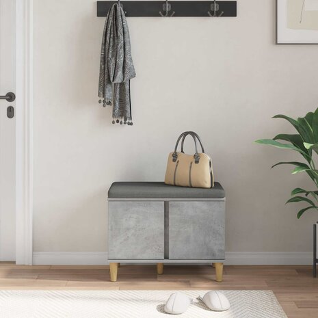 Halbank met kussen met opslag Beton Grijs 60 x 38 x 46 cm 4