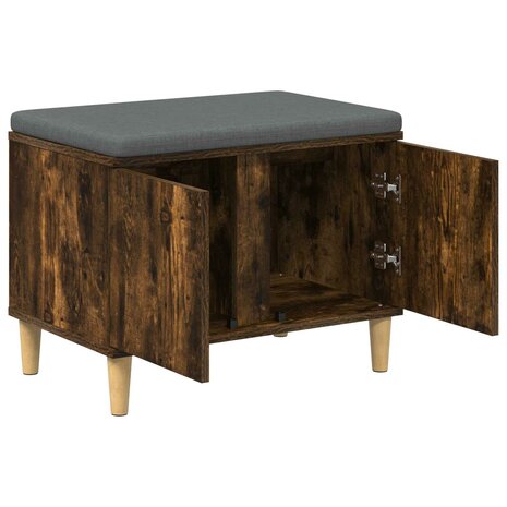 Halbank met kussen met opslag Gerookt eiken 60 x 38 x 46 cm 5