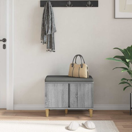 Halbank met kussen met opslag Grijs Sonoma 60 x 38 x 46 cm 4
