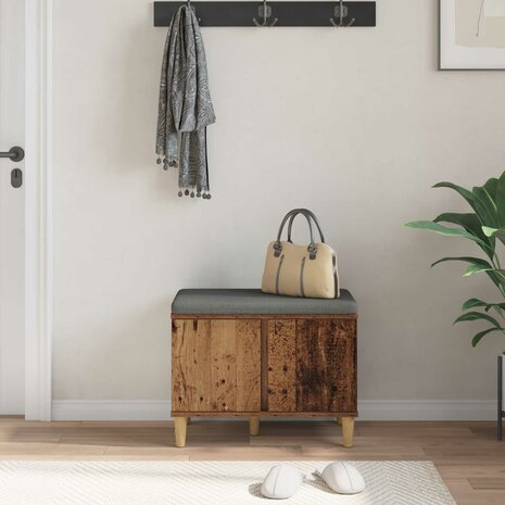 Halbank met kussen met opslag Oudhout 60 x 38 x 46 cm 4