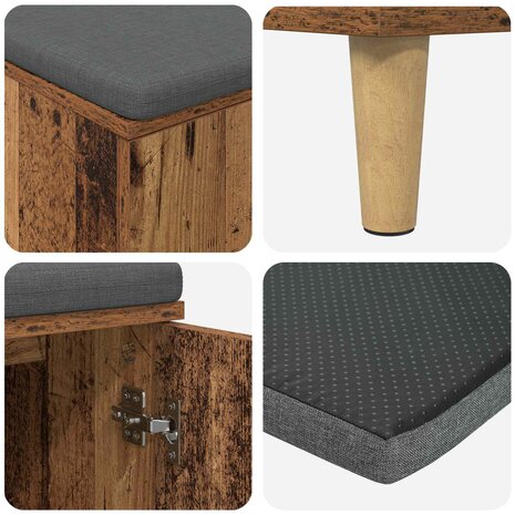Halbank met kussen met opslag Oudhout 60 x 38 x 46 cm 9