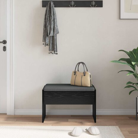 Halbank met kussen Zwart Eiken 60 x 38 x 46 cm 4