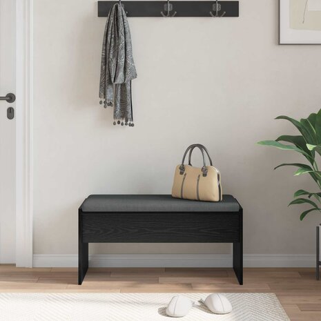 Halbank met kussen Zwart Eiken 80 x 38 x 46 cm 4