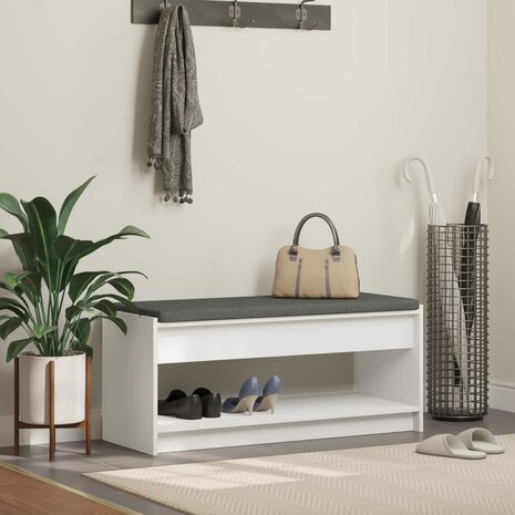 Halbank met kussen met plank met opslag Wit 100 x 38 x 46 cm 1